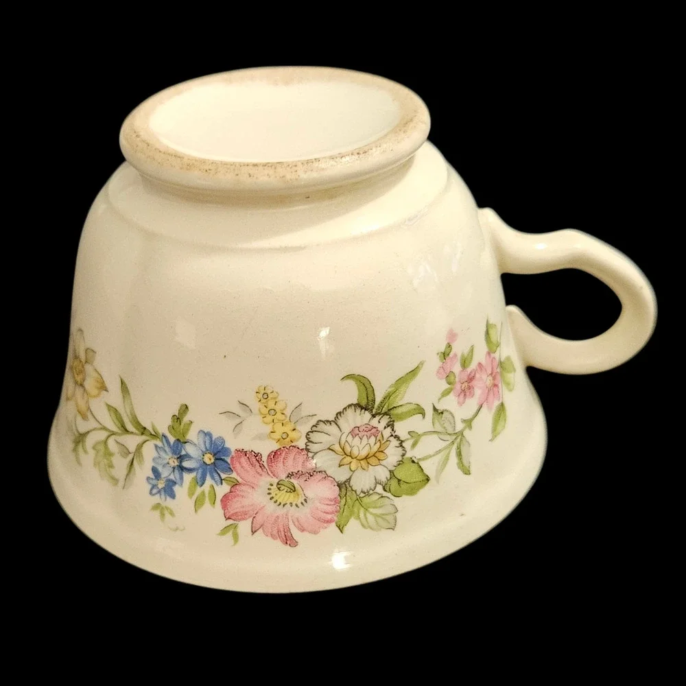 Edwin M Knowles Vitreous Floral Teacup & Saucer Set Made in USA Vintage